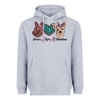 Heather Grey peace love chihuahua Heavyweight Hoodie - RanaPortraitStore