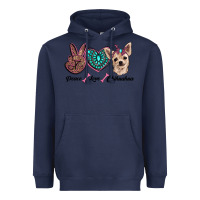 Navy peace love chihuahua Heavyweight Hoodie - RanaPortraitStore
