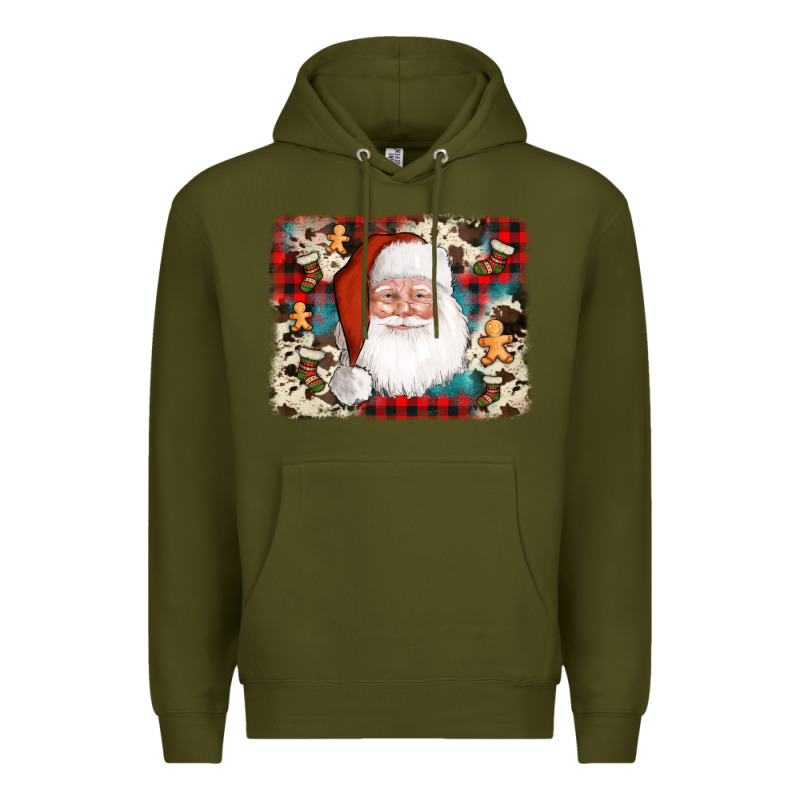 Cowhide Santa Cookie Socks Background Premium Hoodie by AdoDesignShop | Teevron
