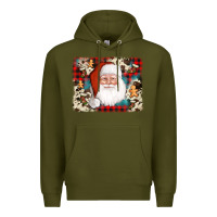 Army Green cowhide santa cookie socks background Premium Hoodie - AdoDesignShop