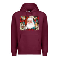 Burgundy cowhide santa cookie socks background Premium Hoodie - AdoDesignShop