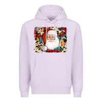 Lilac cowhide santa cookie socks background Premium Hoodie - AdoDesignShop
