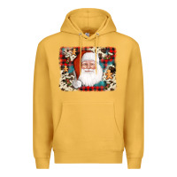 Mustard cowhide santa cookie socks background Premium Hoodie - AdoDesignShop