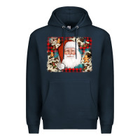 Navy cowhide santa cookie socks background Premium Hoodie - AdoDesignShop
