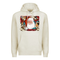 Oatmeal Heather cowhide santa cookie socks background Premium Hoodie - AdoDesignShop