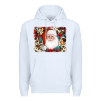 White cowhide santa cookie socks background Premium Hoodie - AdoDesignShop