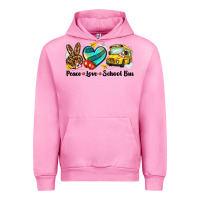 Fuchsia Pink peace love school bus Urban Hoodie - NancyCooperArtShop