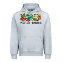 Heather Grey peace love school bus Urban Hoodie - NancyCooperArtShop