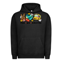 Pigment Black peace love school bus Urban Hoodie - NancyCooperArtShop