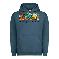 Pigment Midnight Navy peace love school bus Urban Hoodie - NancyCooperArtShop