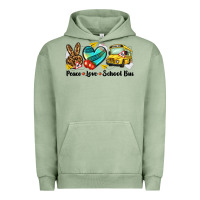Pigment Oil Green peace love school bus Urban Hoodie - NancyCooperArtShop