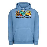 Pigment Pebble Blue peace love school bus Urban Hoodie - NancyCooperArtShop