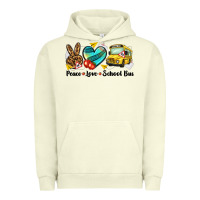 Pigment Pistachio peace love school bus Urban Hoodie - NancyCooperArtShop