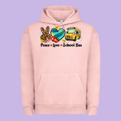 Peace Love School Bus Urban Hoodie Designed By Nancycooperartshop