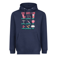 Navy god says i am Heavyweight Hoodie - texasbilliewilder
