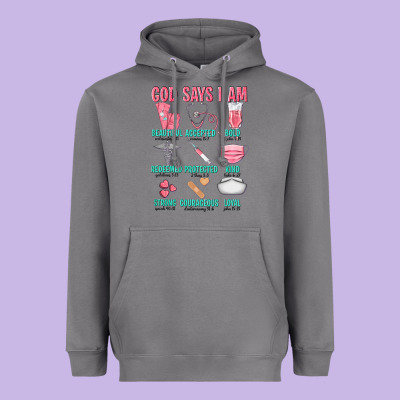 God Says I Am Heavyweight Hoodie Designed By Texasbilliewilder