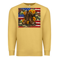 Antique Gold Army USA lag leopard camouflage sunflower 20oz Premium Sweatshirt - Neo Western