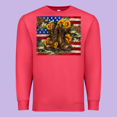 Army Usa Lag Leopard Camouflage Sunflower 20oz Premium Sweatshirt Designed By Neo Western