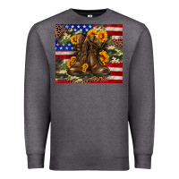 Charcoal Heather Army USA lag leopard camouflage sunflower 20oz Premium Sweatshirt - Neo Western
