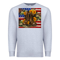Heather Grey Army USA lag leopard camouflage sunflower 20oz Premium Sweatshirt - Neo Western