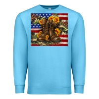 Ocean Blue Army USA lag leopard camouflage sunflower 20oz Premium Sweatshirt - Neo Western