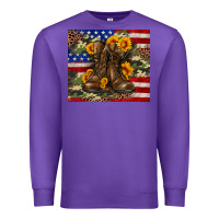 Purple Army USA lag leopard camouflage sunflower 20oz Premium Sweatshirt - Neo Western