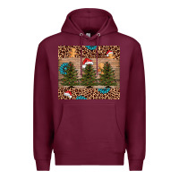 Burgundy Christmas trees leopard Premium Hoodie - AdoDesignShop
