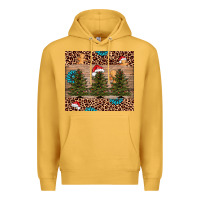 Mustard Christmas trees leopard Premium Hoodie - AdoDesignShop