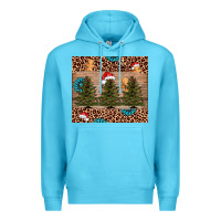 Ocean Blue Christmas trees leopard Premium Hoodie - AdoDesignShop