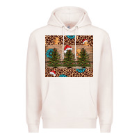 Pale Pink Christmas trees leopard Premium Hoodie - AdoDesignShop