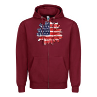 Burgundy american flag sunflower Zipper Hoodie - MaliasSmallBusiness
