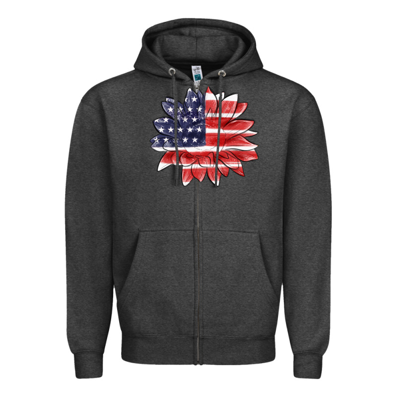 American Flag Sunflower Zipper Hoodie by MaliasSmallBusiness | Teevron