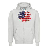 Dove Grey american flag sunflower Zipper Hoodie - MaliasSmallBusiness