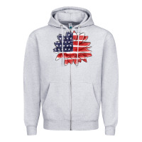 Heather Grey american flag sunflower Zipper Hoodie - MaliasSmallBusiness