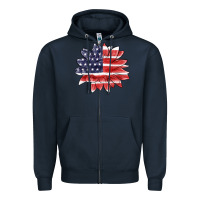 Navy american flag sunflower Zipper Hoodie - MaliasSmallBusiness