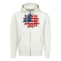 Oatmeal Heather american flag sunflower Zipper Hoodie - MaliasSmallBusiness