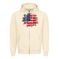 Sandshell american flag sunflower Zipper Hoodie - MaliasSmallBusiness