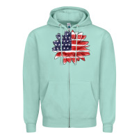 Seafoam american flag sunflower Zipper Hoodie - MaliasSmallBusiness