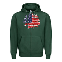 Sports Green american flag sunflower Zipper Hoodie - MaliasSmallBusiness