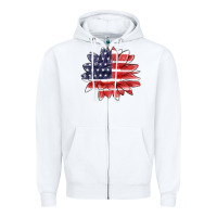 White american flag sunflower Zipper Hoodie - MaliasSmallBusiness