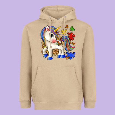 Autism Unicorn Heavyweight Hoodie Designed By Zillion Design Studio