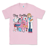 Bubblegum Pink stay healthy nurse Classic Tee - MaliasSmallBusiness