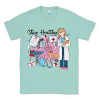 Seafoam stay healthy nurse Classic Tee - MaliasSmallBusiness