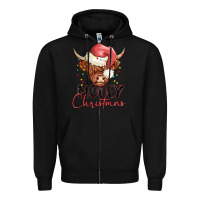 Black mooey christmas Zipper Hoodie - MaliasSmallBusiness