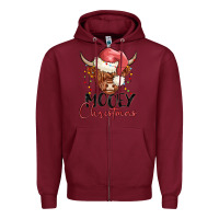 Burgundy mooey christmas Zipper Hoodie - MaliasSmallBusiness