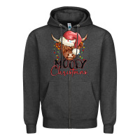 Charcoal Heather mooey christmas Zipper Hoodie - MaliasSmallBusiness