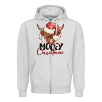 Dove Grey mooey christmas Zipper Hoodie - MaliasSmallBusiness