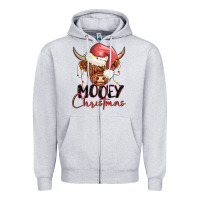 Heather Grey mooey christmas Zipper Hoodie - MaliasSmallBusiness