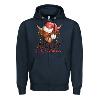 Navy mooey christmas Zipper Hoodie - MaliasSmallBusiness