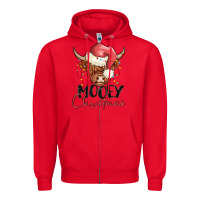Red mooey christmas Zipper Hoodie - MaliasSmallBusiness